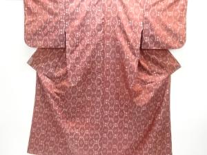 変わり立涌に絣柄織り出し手織り紬着物アンサンブル